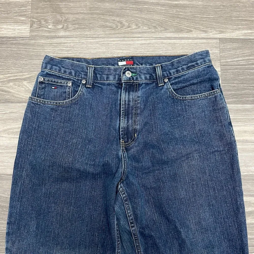Tommy Hilfiger Jean Men 34x33 Blue Denim Medium Wash Distressed Painter‎ Pants